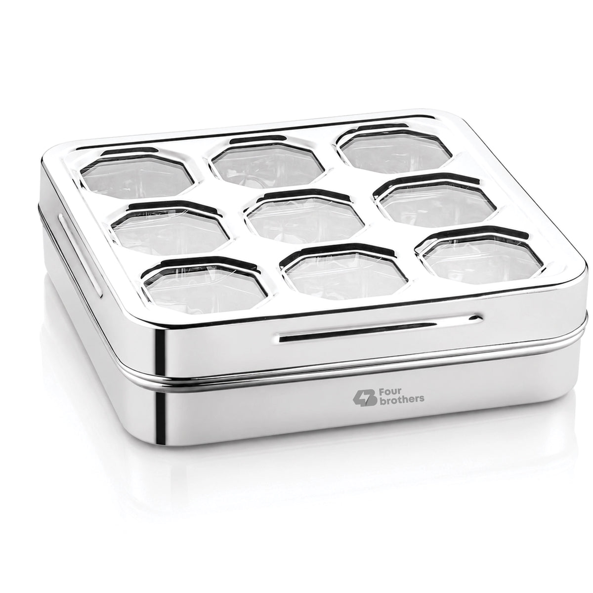 Matrix Stainless Steel Spice & Dry Fruit Box, 9 in 1 | Four Brothers